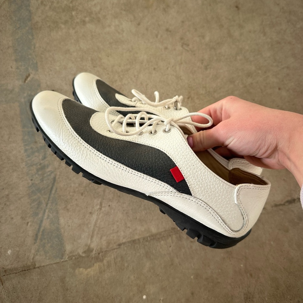 Women’s White and Black Leather Casual Sneakers
